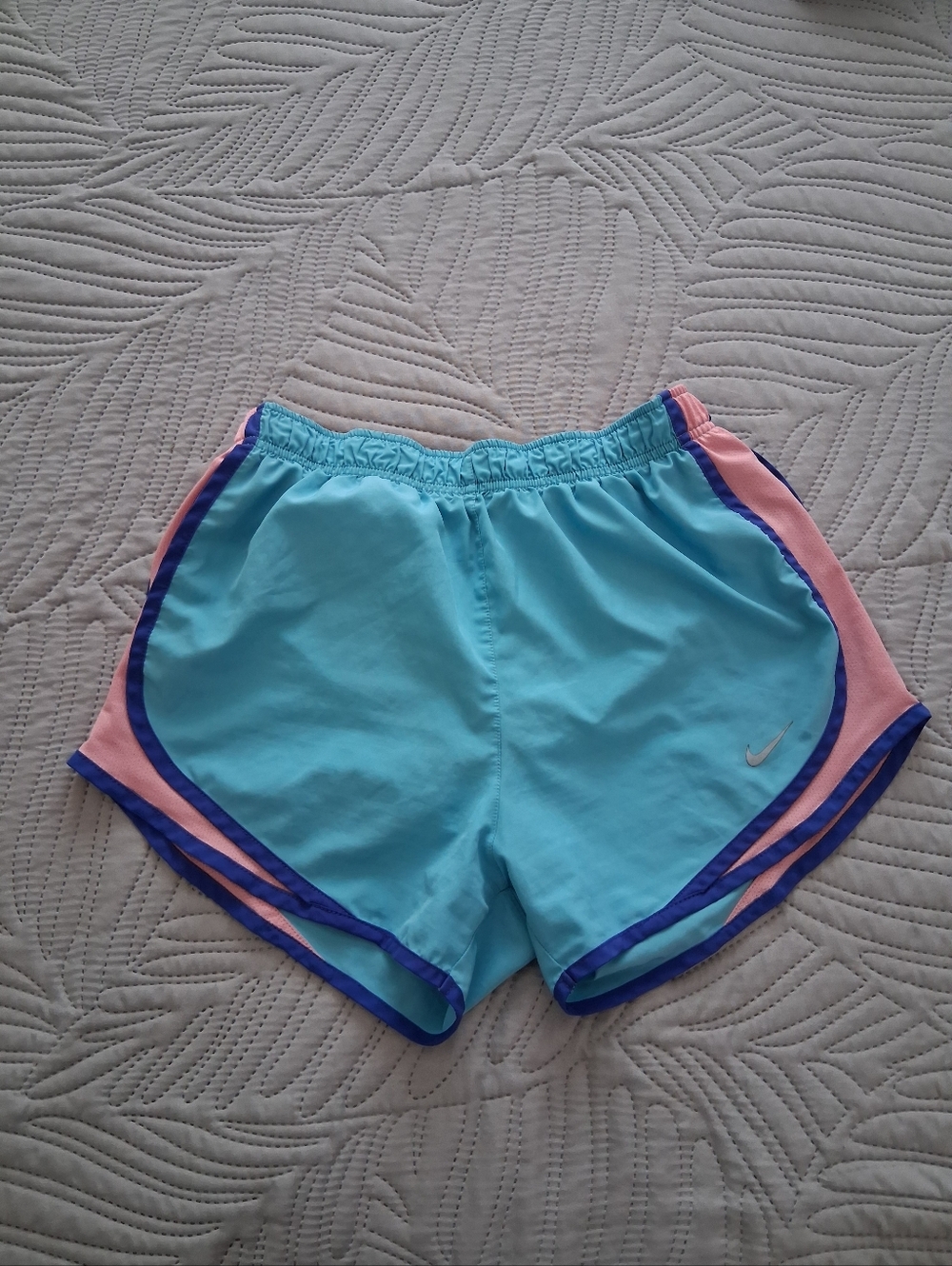 Nike Women's Aqua Athletic Shorts with Pink & Purple Trim